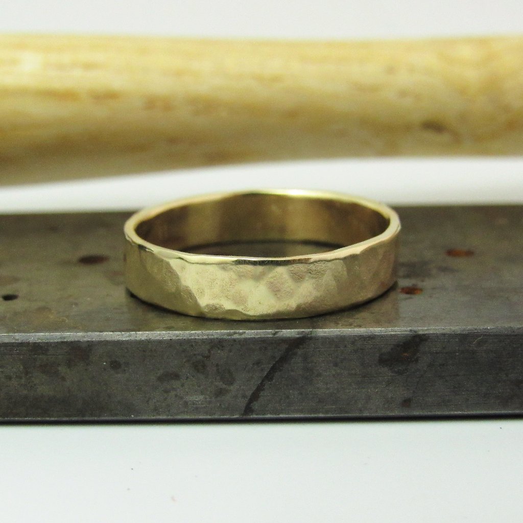 Unisex Wedding Ring  14k Solid Yellow Gold Wedding Band  Unique Handmade Ring